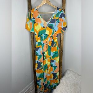 Abel the Label Floral Colorful Abstract Maxi Dress M